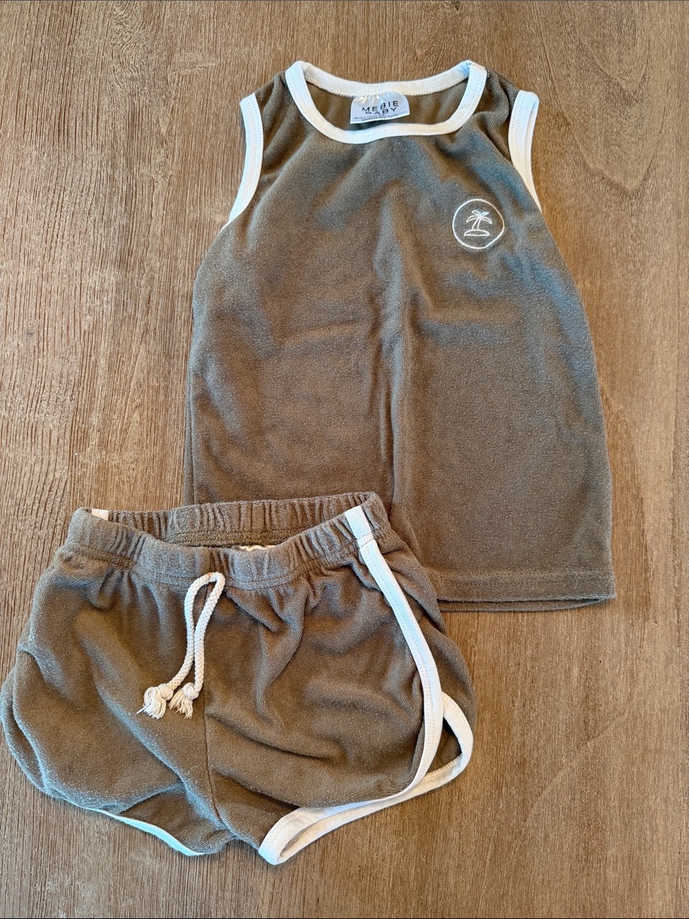 Kids Brown Terry Shorts with White Trim